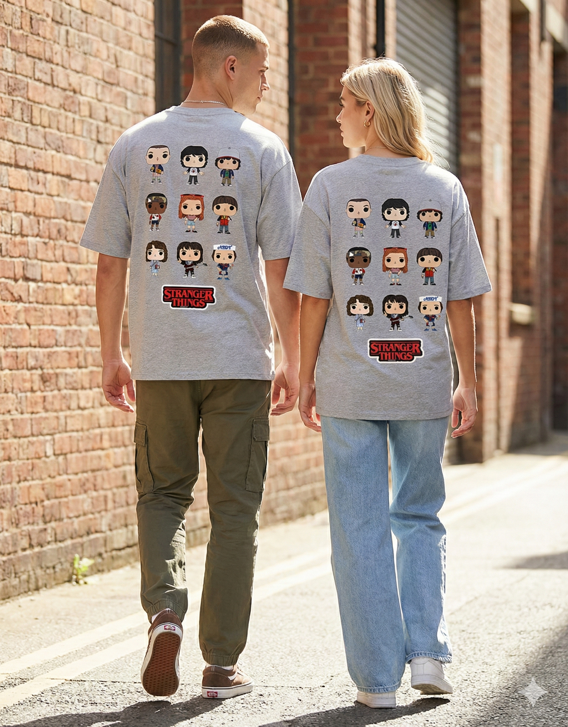 Stranger Things Pop! Characters Back-Print Oversized T-Shirt | 240 GSM Heavyweight Cotton