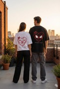 Spider-Man Web Heart Couple Combo Oversized T-Shirts | 240 GSM Heavyweight Cotton Matching Set