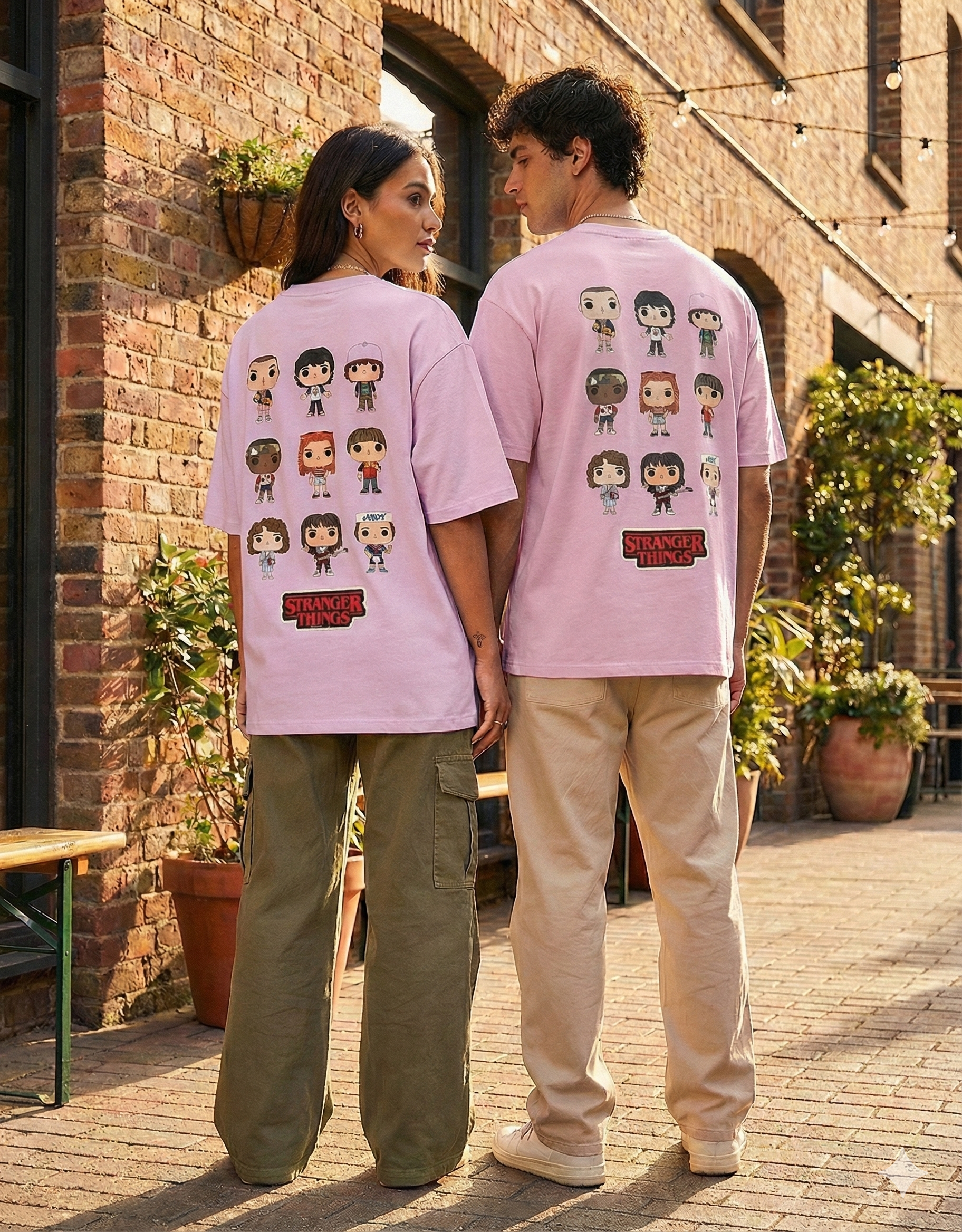 Stranger Things Pop! Characters Back-Print Oversized T-Shirt | 240 GSM Heavyweight Cotton