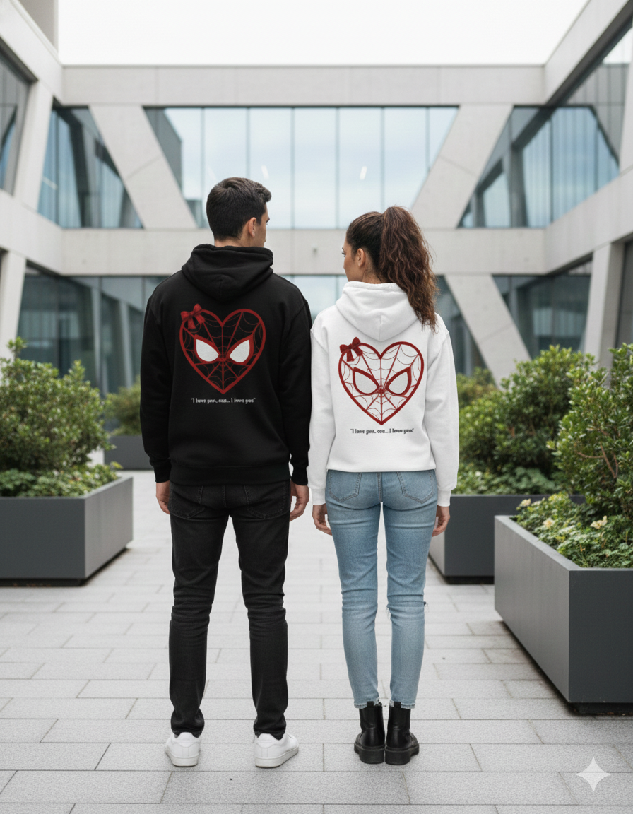 Couple Combo: Spider Heart Love | 300 GSM Fleece Hoodies
